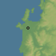 Shaded relief of the 54 km around Chacay, drawn from the GMTED2010 grid