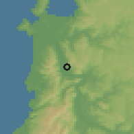 Shaded relief of the 54 km around Chiguayante, drawn from the GMTED2010 grid
