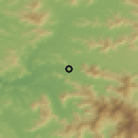 Shaded relief of the 55 km around Chocalán, drawn from the GMTED2010 grid
