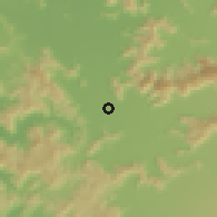 Shaded relief of the 55 km around Chomedahue, drawn from the GMTED2010 grid
