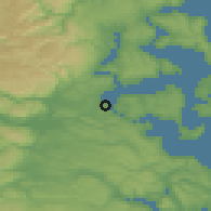 Shaded relief of the 52 km around Chonchi, drawn from the GMTED2010 grid