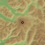 Shaded relief of the 53 km around Choshuenco, drawn from the GMTED2010 grid