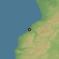 Shaded relief of the 55 km around Chovellén, drawn from the GMTED2010 grid