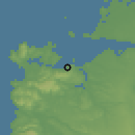 Shaded relief of the 53 km around Ancud, drawn from the GMTED2010 grid