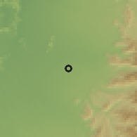 Shaded relief of the 55 km around Cinco Caminos, drawn from the GMTED2010 grid