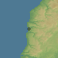 Shaded relief of the 55 km around Cobquecura, drawn from the GMTED2010 grid