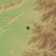 Shaded relief of the 55 km around Codegua, drawn from the GMTED2010 grid