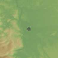 Shaded relief of the 54 km around Coihue, drawn from the GMTED2010 grid