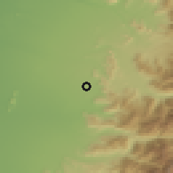 Shaded relief of the 55 km around Colbún, drawn from the GMTED2010 grid