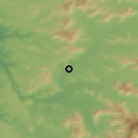 Shaded relief of the 55 km around Colonias de Puangue, drawn from the GMTED2010 grid