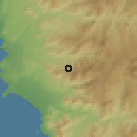 Shaded relief of the 57 km around Andacollo, drawn from the GMTED2010 grid