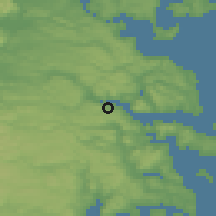 Shaded relief of the 52 km around Compu, drawn from the GMTED2010 grid