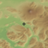 Shaded relief of the 53 km around Coñaripe, drawn from the GMTED2010 grid