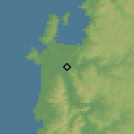 Shaded relief of the 54 km around Concepción, drawn from the GMTED2010 grid