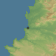 Shaded relief of the 56 km around Concón, drawn from the GMTED2010 grid