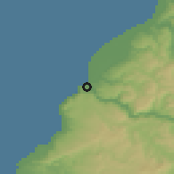 Shaded relief of the 55 km around Constitución, drawn from the GMTED2010 grid