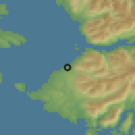Shaded relief of the 53 km around Contao, drawn from the GMTED2010 grid