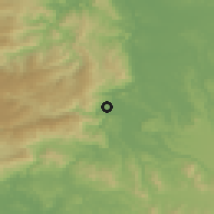 Shaded relief of the 54 km around Angol, drawn from the GMTED2010 grid