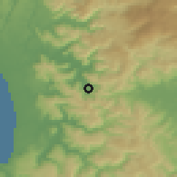 Shaded relief of the 54 km around Contulmo, drawn from the GMTED2010 grid