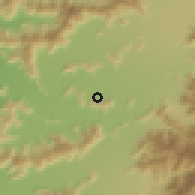 Shaded relief of the 55 km around Corcolén, drawn from the GMTED2010 grid
