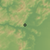 Shaded relief of the 55 km around Corinto, drawn from the GMTED2010 grid