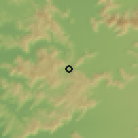 Shaded relief of the 55 km around Angostura, drawn from the GMTED2010 grid
