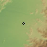 Shaded relief of the 55 km around Corralones, drawn from the GMTED2010 grid