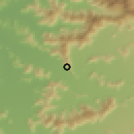 Shaded relief of the 55 km around Cuesta Idahue, drawn from the GMTED2010 grid