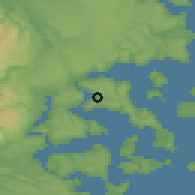 Shaded relief of the 52 km around Curaco de Vélez, drawn from the GMTED2010 grid