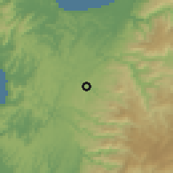 Shaded relief of the 54 km around Curanilahue, drawn from the GMTED2010 grid