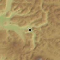 Shaded relief of the 54 km around Curarrehue, drawn from the GMTED2010 grid