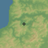 Shaded relief of the 55 km around Curepto, drawn from the GMTED2010 grid
