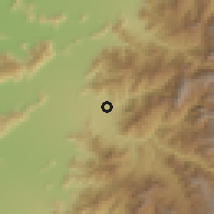 Shaded relief of the 55 km around Agua Buena, drawn from the GMTED2010 grid