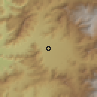 Shaded relief of the 56 km around Curimón, drawn from the GMTED2010 grid