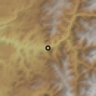 Shaded relief of the 56 km around Diaguitas, drawn from the GMTED2010 grid