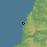 Shaded relief of the 55 km around Duao, drawn from the GMTED2010 grid