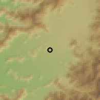 Shaded relief of the 55 km around El Abra, drawn from the GMTED2010 grid