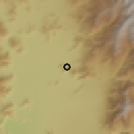 Shaded relief of the 55 km around El Alba, drawn from the GMTED2010 grid