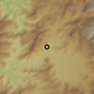 Shaded relief of the 56 km around El Asiento, drawn from the GMTED2010 grid