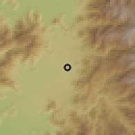 Shaded relief of the 55 km around El Carmen, drawn from the GMTED2010 grid