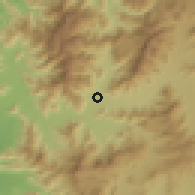 Shaded relief of the 56 km around El Carmen-La Higuera, drawn from the GMTED2010 grid