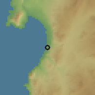 Shaded relief of the 58 km around Antofagasta, drawn from the GMTED2010 grid