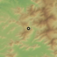 Shaded relief of the 55 km around El Crucero, drawn from the GMTED2010 grid