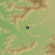 Shaded relief of the 55 km around El Guapi, drawn from the GMTED2010 grid