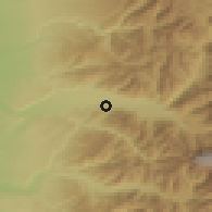 Shaded relief of the 54 km around Antuco, drawn from the GMTED2010 grid