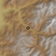 Shaded relief of the 55 km around El Ingenio, drawn from the GMTED2010 grid