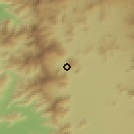 Shaded relief of the 55 km around El Lucero, drawn from the GMTED2010 grid