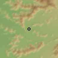 Shaded relief of the 55 km around El Manzano, drawn from the GMTED2010 grid