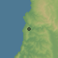 Shaded relief of the 55 km around El Manzano, drawn from the GMTED2010 grid