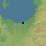 Shaded relief of the 54 km around Arauco, drawn from the GMTED2010 grid
